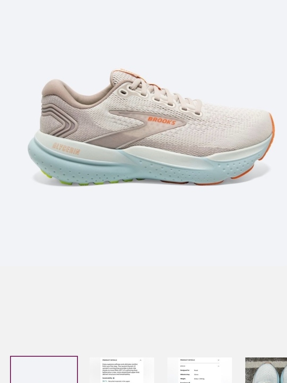 Brooks Women's Running Shoe — Light Beige with Mint Sole